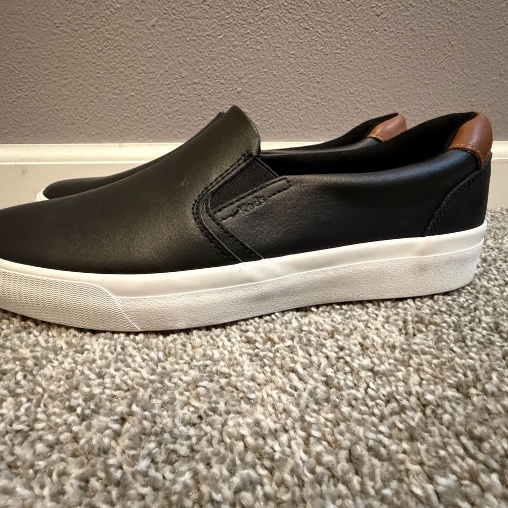 Keds Womens Pursuit Slip-on Black/Cognac Leather - Picture 2 of 6